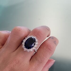 Silver Ring Diamond Ring Sapphire Ring Size 5 New 333 Beverly Hills. Silver 925